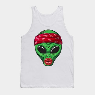 Alien with lip filler Botox Funny alien Tank Top